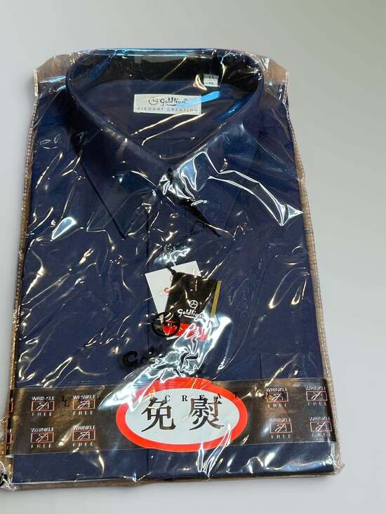 Goldlion Other - Goldlion Men's Vintage Navy Blue Short Sleeve Shirt Size 17 Wrinkle Free NWT